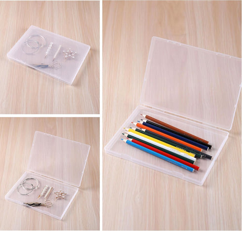 A5 Clear Plastic Storage Box, 6 x 8 Inch Flat Case Holder for Beads/Tools/Letters/Papers...