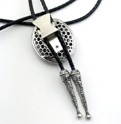 SELOVO Big Large Green Rhinestone Western Mens Bolo Tie Genuine Leather...