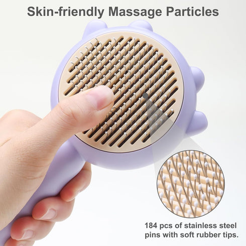 Pet Hair Cleaner Brush?Cat Brush with Release Button?Cat Grooming Long Short Cats Dogs Massage Brushes?Cat for Shedding Dandruff Comb(Purple)...