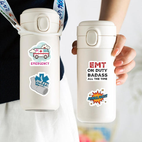 100pcs Emergency Medical Technician Stickers, EMT Paramedic Stickers, Funny Vinyl Decals for Kids Helmet Water Bottles Cars Phone Laptop Journal N...
