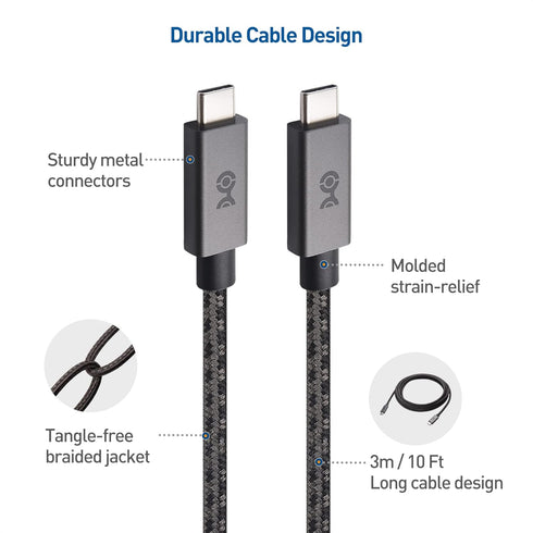 Cable Matters Braided Long USB C Cable 10 ft with 100W Power Delivery, Fast Charging and 480Mbps Data Transfer, Compatible with MacBook Pro, XPS, ...