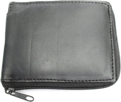 Dangerous Threads Mens Black Leather Wallet Lamb Zippered Bifold 782...