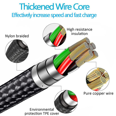 Multifunction USB Charging Cable Set,3 Pack 3 in 1 Nylon Braided Cord,Multiple Fast Charger Cords for Home,Office,Car......