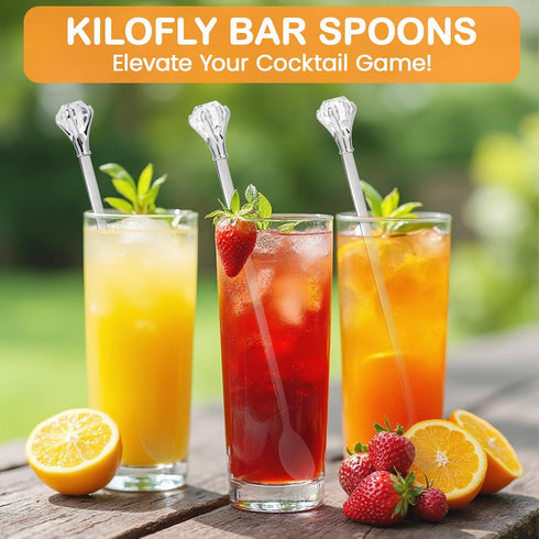 kilofly Rhinestone Party Stir Bar Spoon Value Pack, Set of 4...
