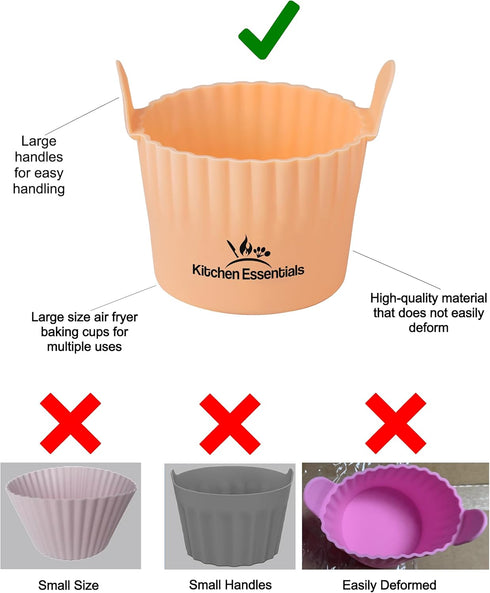 Air Fryer Baking Ramekins – Premium Food-Grade Silicone Mold Cups – Large Size, Easy Release Nonstick Bakeware Set, 4-Pack for Eggs, Muffins, Cupc...