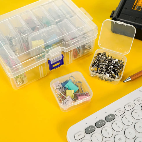 13 Pieces Small Plastic Craft 0rganizers and Storage, Transparent Box with Hinged Lid for Storage of Jewelry, Diamonds, DIY Art Craft Accessory...
