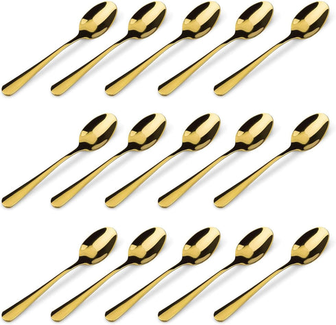 15 Packs Demitasse Espresso Spoons, 4.3 Inch Mini Gold Coffee Spoon, Stainless Steel Small Spoons for Dessert...