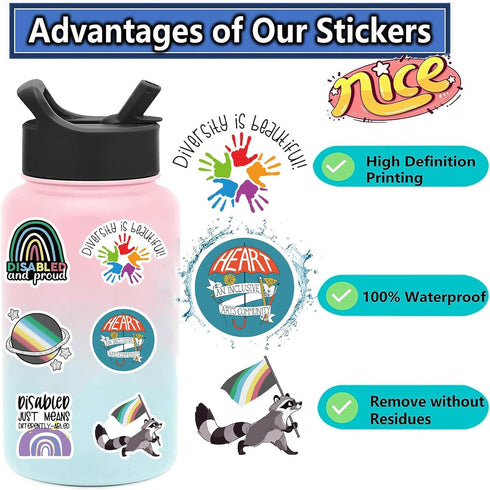 50pcs Disability Pride Stickers for Teens Journals,Disabled Is Not a Dirty Word Stickers Cool Waterproof Vinyl Decals for Adult Water Bottles Comp...
