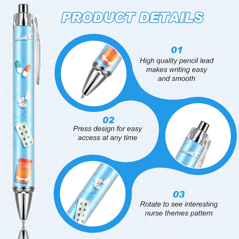 Thenshop Funny Nurse Pens Lovely Cartoon Ballpoint Nursing Pens Black Ink Retractable Press Pen for Appreciation Gifts Labor and Delivery Nurse As...