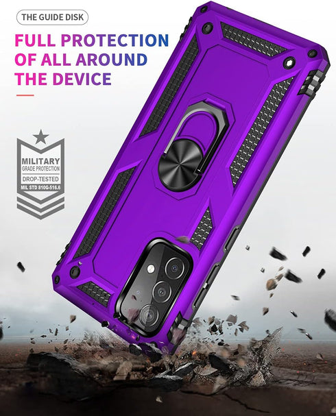 for Samsung A52 Case, Galaxy A52 Case with HD Screen Protector, Military-Grade Ring Holder Kickstand Car Mount 15ft Drop Tested Shockproof Cover P...