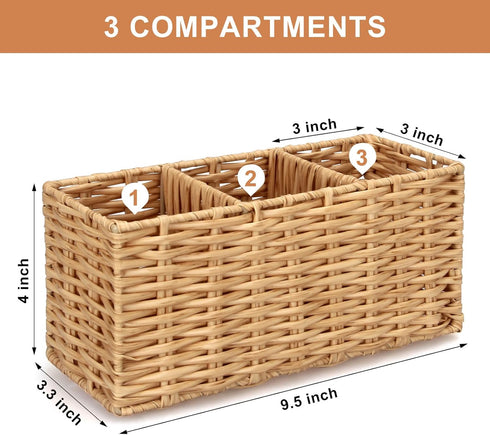 Ayiaren Wicker Flatware Silverware Caddies Cutlery Holder Best Kitchen Silverware Organizer Storage for Countertop Silverware Utensils Holder Part...