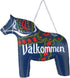 Swedish Themed Wood 8" Blue Dala Horse House Welcome Valkommen Sign with Artwork Decal & Hand Painted Accents | ScandinavianGiftOutlet...