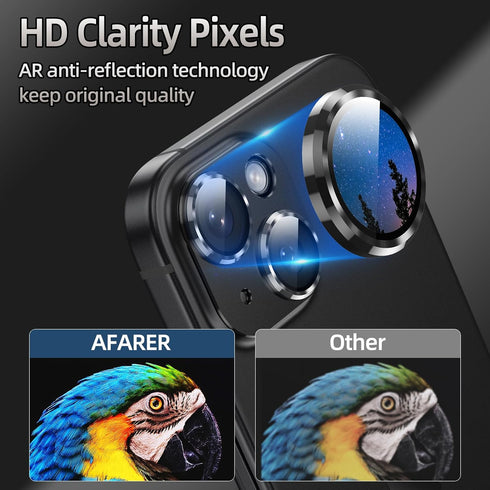 AFARER 2024 Camera Lens Protector iPhone 15/ iPhone 15 Plus, Upgraded 3D Metal Anti-Scratch Camera Cover with 9H Tempered Glass Screen Protector, ...