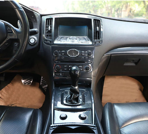 Carbon Fiber Gear Shift Knob Cover Trim Compatible with Infiniti G25 G35 G37 2007-2013 Accessories Interior Center Console Shifter Head Cove Trim...
