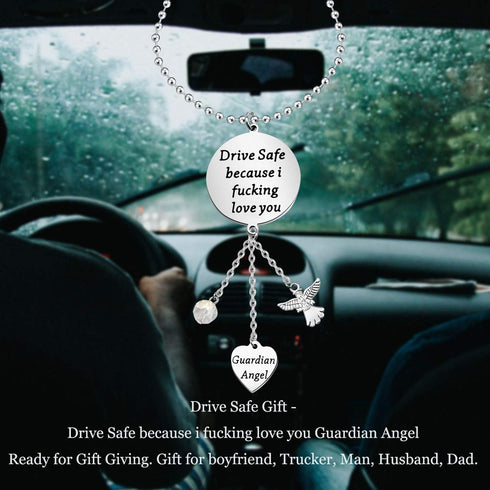 Lywjyb Birdgot Beautiful Rearview Mirror Car Charm Window Hanging Ornament Car Interior Rearview Mirror Pendant New Car Mirror Charms (Drive Safe ...