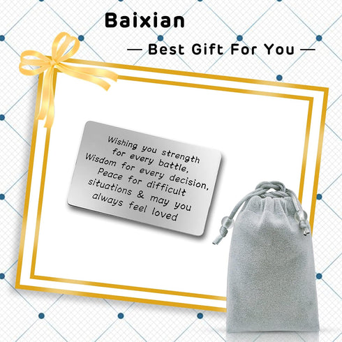 Christian Engraved Wallet Insert Card Blessing Inspirational Gifts for Men Women Wishing You Strength for Every Battle Gift Religious Card Christm...