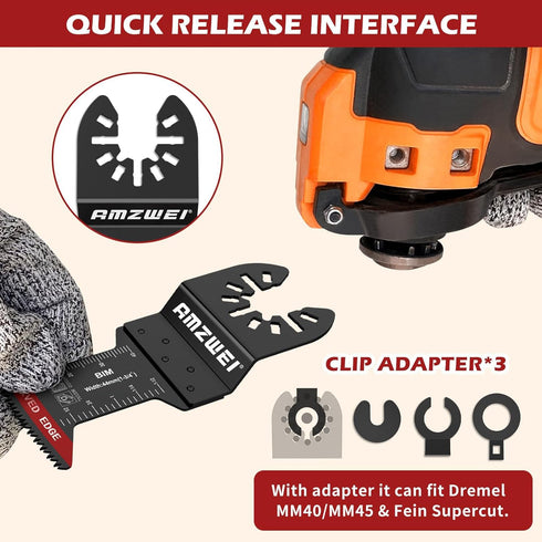 10 Pcs Bi-Metal Oscillating Tool Blades Metal Cutting, 1-3/4" Curved Edge Multitool Blades for Soft Metal, Hard Wood, Plastic, Oscillating Saw Bla...