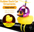 wonuu Rubber Duck Toy Car Ornaments Yellow Duck Car Dashboard Decorations Squeeze Duck Bicycle Horns with Propeller Helmet (Bright Rose-Light)...