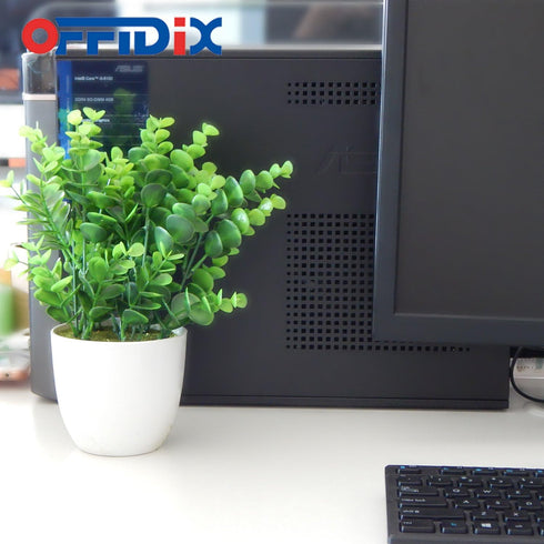 OFFIDIX Mini Artificial Eucalyptus Plants with Vase for Office Desk,Fake Plant with Plastic Pots for Home,Shower Room Decoration (Green)...
