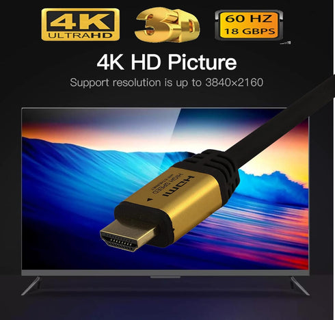 3ft (0.9M) High Speed HDMI Cable with Ethernet (3 Feet/0.9 Meters) Supports 4Kx2K 60HZ, 10 Gbps - 30 AWG - 3D/ARC/CEC/HDCP 2.2/CL3 - Xbox PS4 PC H...