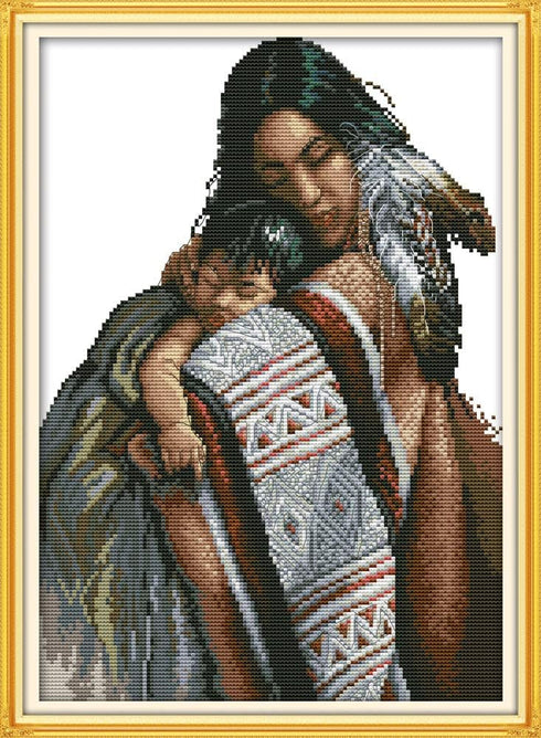 ZMVA Counted Cross Stitch Kits Mother and Daughter 14 Count 15.74x13.38 inch DIY Needle Work for Home Decor...