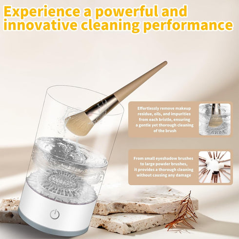 Makeup Brush Cleaner - Portable Electric Cleaner for Small to Medium Brushes, Fast and Efficient Cleaning, Ideal for Makeup Enthusiasts (white)...