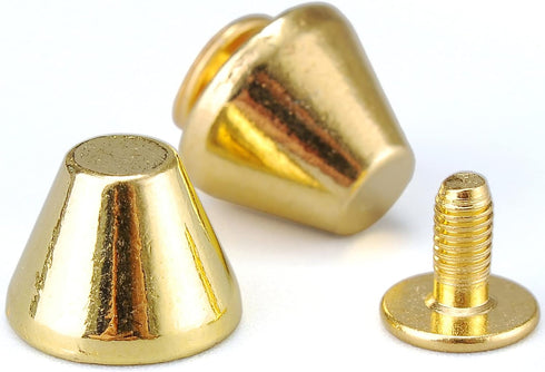 YORANYO 30 Sets 5/16" Height Spikes and Studs 8MM Handbag Feet Gold Color Barrel Spikes Screw Back Punk Studs and Spikes Kit for Clothing Shoes Le...