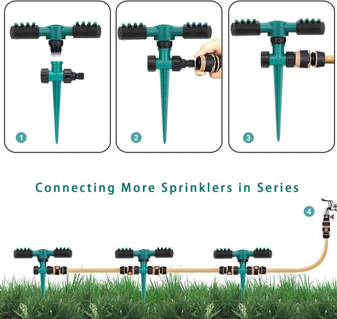 Garden Sprinkler Lawn Sprinkler Large Area Coverage, Adjustable 360 Degree Rotating, Weighted Gardening Watering System (Green)...