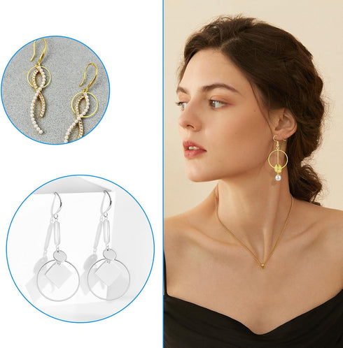 560Pcs Hoop Earrings for Jewelry Making,with 160 Round Earring Beading Hoops,200 Earring Hooks,200 Earring Backs Earring Hoops Earring Findings Ho...