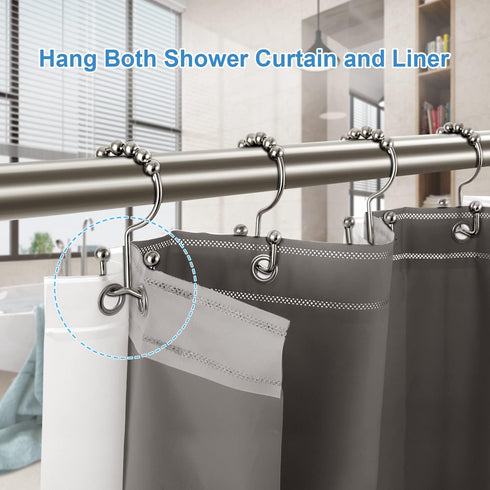 Shower Curtain Hooks Rings, TENOVEL Double Sided Shower Hooks Rust Proof for Bathroom Shower Rods Curtain, Durable Stainless Steel Bathroom Shower...