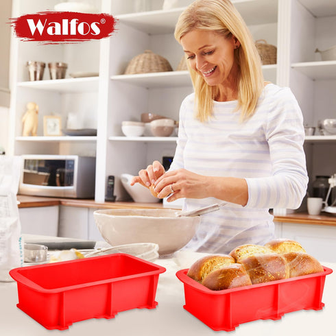 Walfos Silicone Bread Loaf Pan, 9 x 5 inch Non-Stick Silicone Loaf Pans For Baking Set of 2, Perfect For Bread, Cake, Meatloaf, Dishwasher Safe...