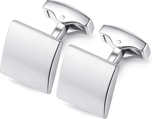 HONEY BEAR Square Cufflinks for Mens Shirt Business Wedding Gift Silver...