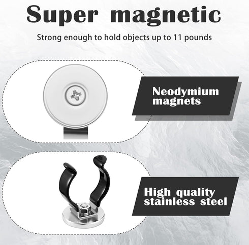 LEIFIDE Magnetic Hook Round Base Magnet Fastener with Steel Clip Chrome Plate Magnetic Tool Holder Heavy Duty Magnetic Holder for Indoor Outdoor H...