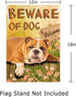 Lazy English Bulldog Garden Flag - Beware of Dog House Flags Double-sided Welcome Home Flag Dogs Yard flags Small Yard Patio Lawn Decor 12 x 18 In...