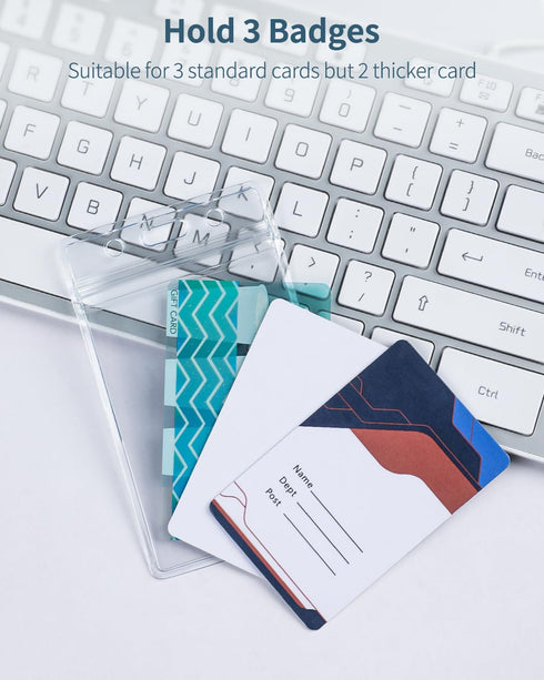 Pawfly 12 Pack Vertical ID Card Badge Holder Waterproof Clear Card Sleeve Case Cover Heavy Duty Card Protector Pouch with Resealable Zip for Proxi...