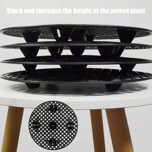S-SNAIL-OO 2/4PCS Plant Level Pot Elevator, Heavy Planter Holder Potted Plant Stand, Diameter 8/12/16inch Root Controller Chassis Drainage and Ven...