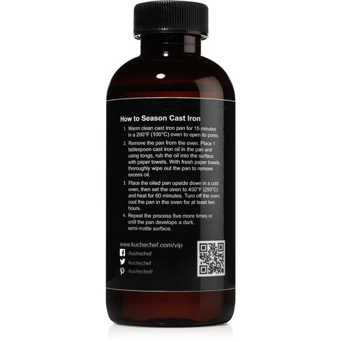 Organic Cast Iron Oil & Cast Iron Conditioner – Made from Flaxseed Oil grown and pressed in the USA – Creates a Non-Stick Seasoning on All Cast Ir...