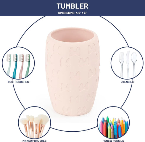 Disney Minnie Mouse Bathroom Tumbler - Pink Resin Toothbrush/Pen Holder - Bathroom Décor...