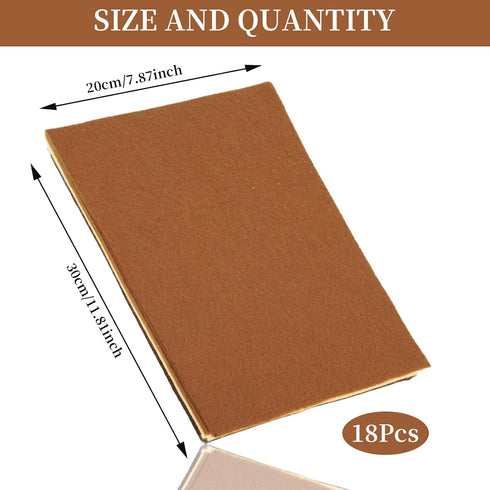 Misscrafts Felt Fabric Sheets 1.4mm Thick Craft Felt 18 Pieces Soft Felt Sheets 8"x12" Felt Square Pack 3 Colors for Craft DIY Project (Brown Seri...