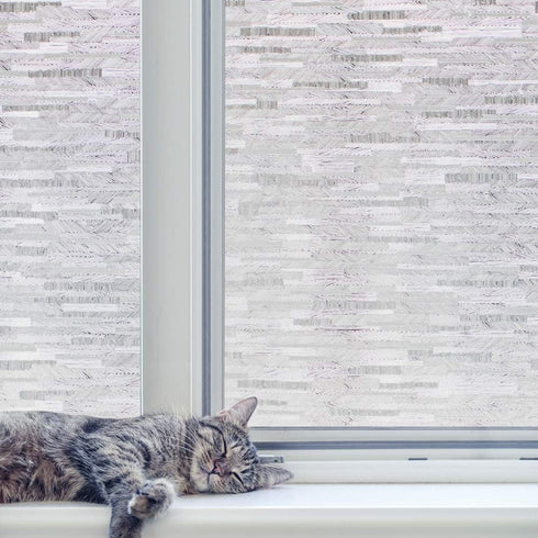 Window Film Privacy, Frosted Window Vinyl Non-Adhesive Window Sticker Static Cling Glass Film for Bathroom Office Living Room Matte White...