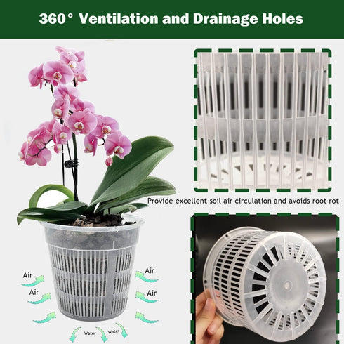 Orchid Pot, 12 Pack Orchid Pots with Holes, 4 Each of 4.5", 5.5", 6.3", Clear Orchid Pots for Repotting, Breathable Slotted Orchids Planter...