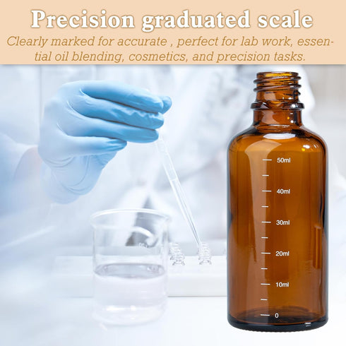 50ml Graduated Glass Dropper Bottles, Pack of 3 – Precision Measurement Dispenser for Essential Oils, Lab Use, and Serums...