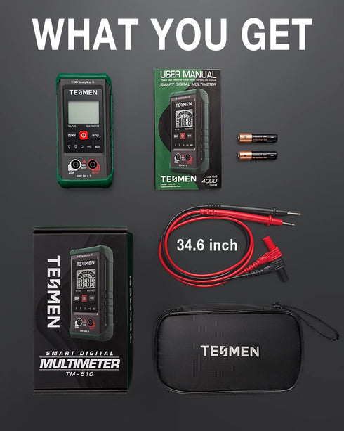 TM-510 Digital Multimeter, 4000 Counts, Smart Measurement, Auto-Ranging Voltmeter; Voltage Tester with Non-Contact Voltage Function, Measures AC/D...