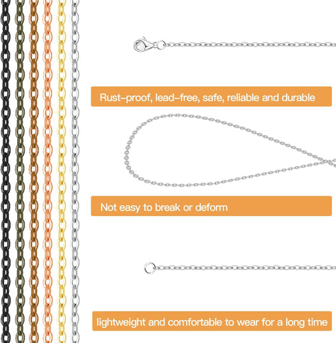 Fesorsi 60ft Steel Chain for Jewelry Making, Plated Chains 6 Rolls Extender Link with Lobster Clasps Jump Rings and Plier, DIY Chains Bulk Making ...
