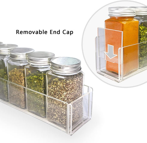 VAEHOLD Adhesive Acrylic Spice Rack with Nano Double Sided Tape Wall Mount Organizer Clear Wall Spice Rack With Shelf Ends for Kitchen Cabinet Doo...