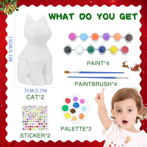 HAPMARS Paint Your Own Cat Lamp Kit 2pcs, DIY Geometric Cat Art Craft Painting Kits for Girls Boys Kid Age 4 5 6 7 8 9 10 11 12+, Art Supplies Cre...