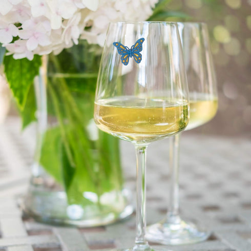 Butterfly Magnetic Wine Glass Charms - 6 Wine Magnet Drink Markers - Fun Gift for the Gardener...