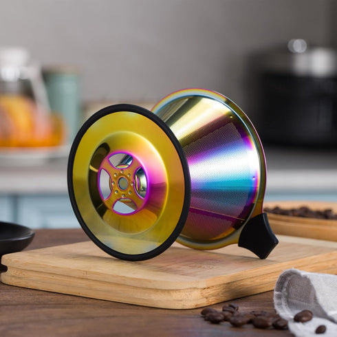 Pour Over Coffee Dripper INSINTAR Reusable Stainless Steel Coffee Filter Paperless Metal Coffee Strainer Single Cup Coffee Maker 1-4 Cup for Campi...