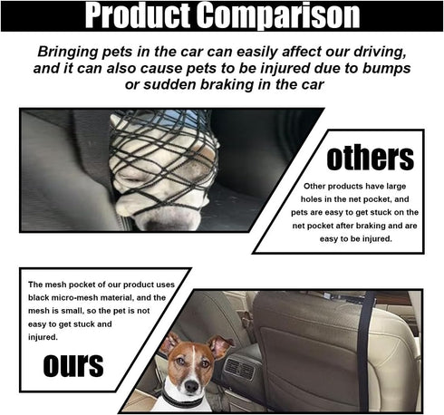 Car Dog Barrier Net, Auto Protection Fence Net Backseat Mesh Pet Barrier, Car Stretchable Obstacle Mesh Divider Net Car Adjustable Safety Mesh for...