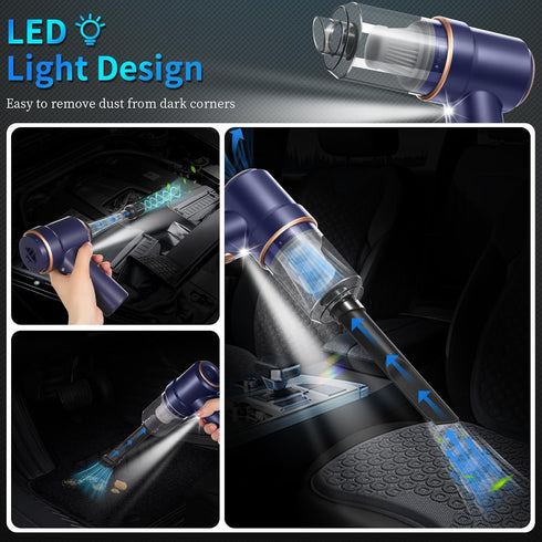 Portable Handheld Car Vacuum Cleaner, 8000Pa Mini Vacuum Cleaner and Air Duster, 120W High Power Wet and Dry Hand Vacuum Cordless Rechargeable wit...